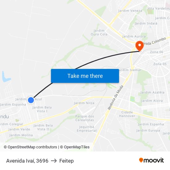 Avenida Ivaí, 3696 to Feitep map
