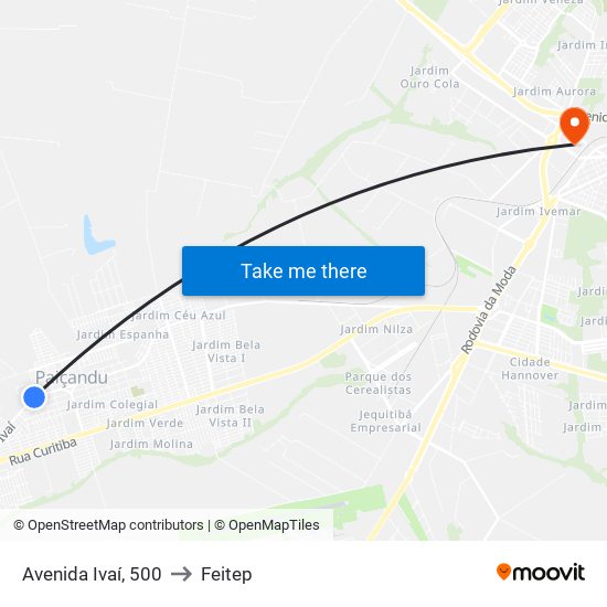 Avenida Ivaí, 500 to Feitep map