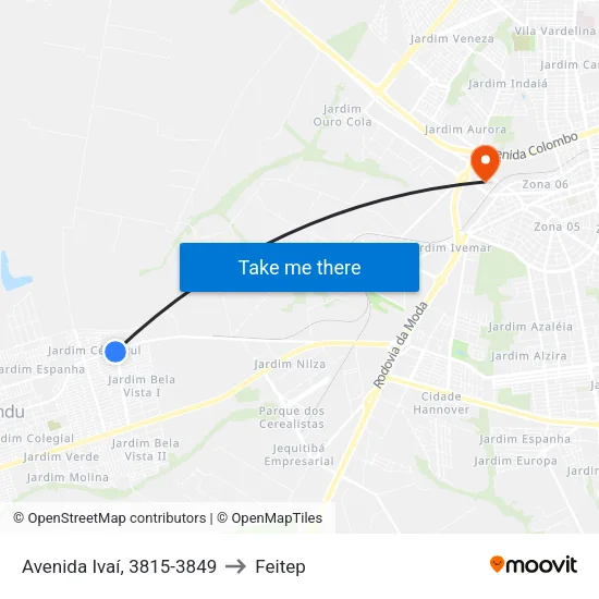 Avenida Ivaí, 3815-3849 to Feitep map