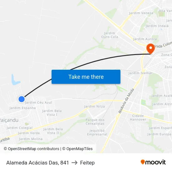 Alameda Acácias Das, 841 to Feitep map