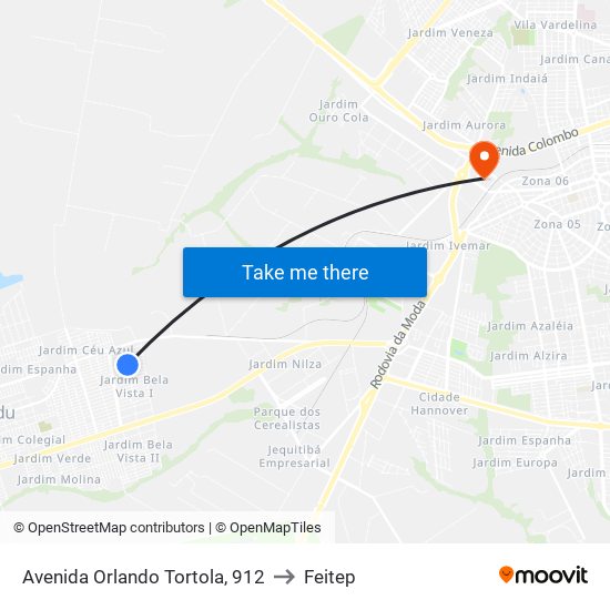 Avenida Orlando Tortola, 912 to Feitep map