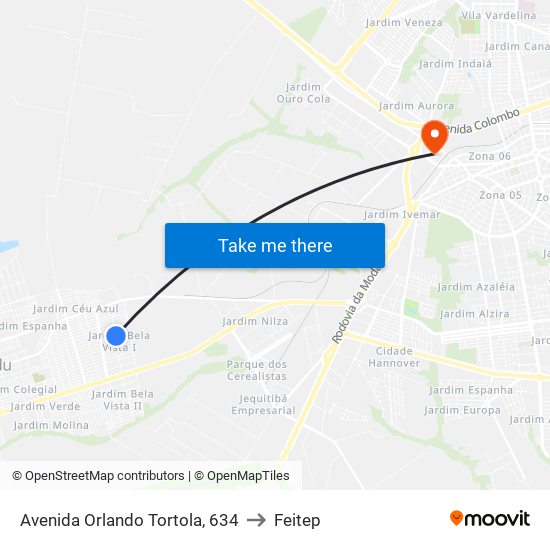 Avenida Orlando Tortola, 634 to Feitep map