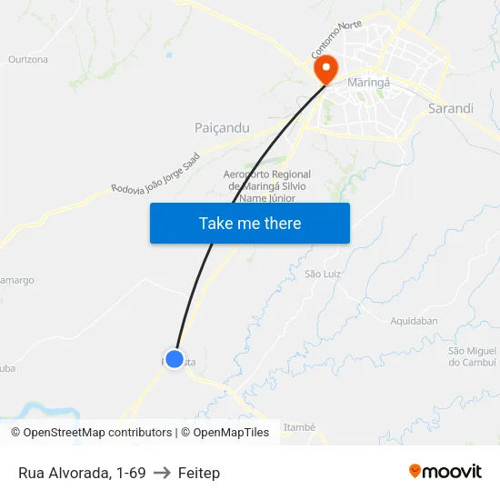 Rua Alvorada, 1-69 to Feitep map