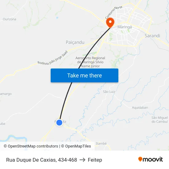 Rua Duque De Caxias, 434-468 to Feitep map