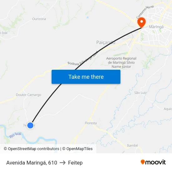Avenida Maringá, 610 to Feitep map