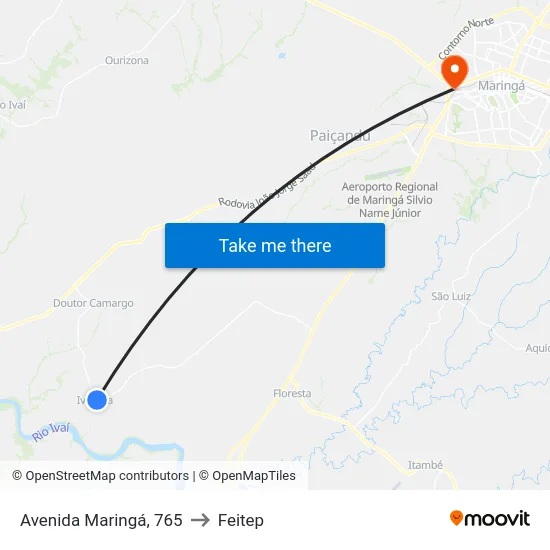 Avenida Maringá, 765 to Feitep map