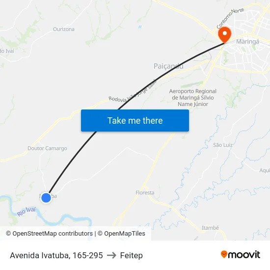Avenida Ivatuba, 165-295 to Feitep map