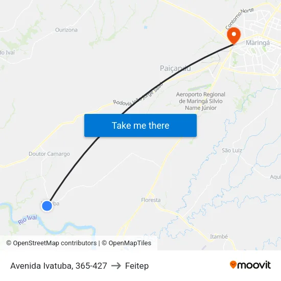 Avenida Ivatuba, 365-427 to Feitep map