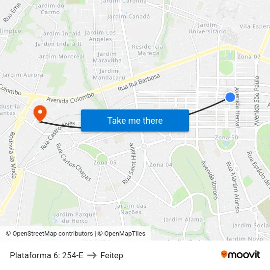 Plataforma 6: 254-E to Feitep map