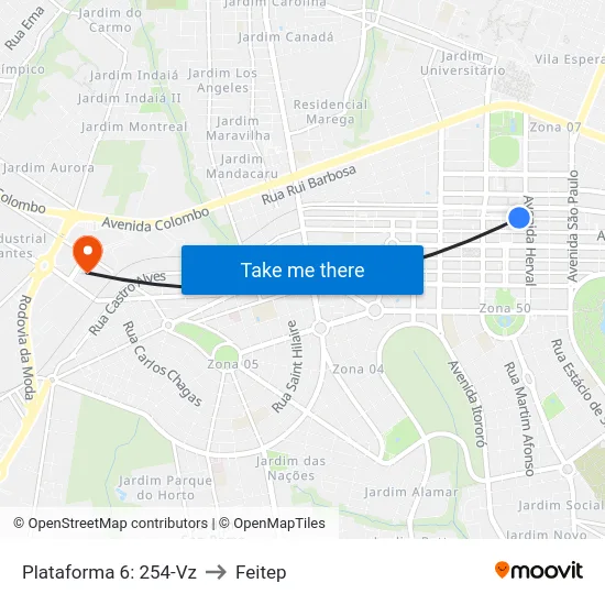 Plataforma 6: 254-Vz to Feitep map