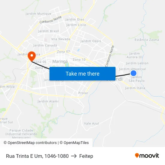 Rua Trinta E Um, 1046-1080 to Feitep map