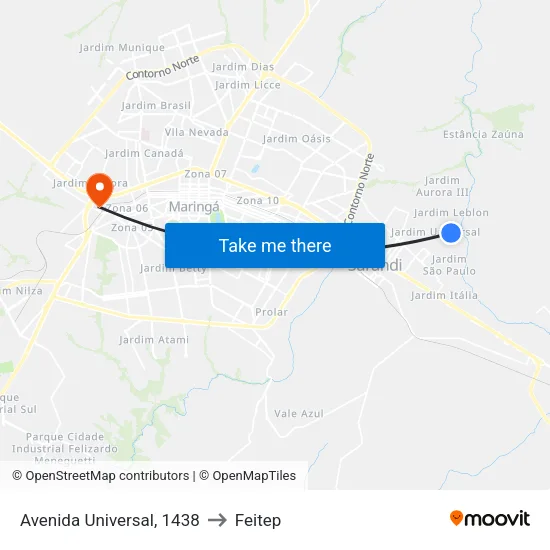 Avenida Universal, 1438 to Feitep map
