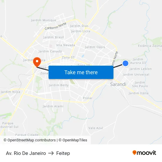 Av. Rio De Janeiro to Feitep map