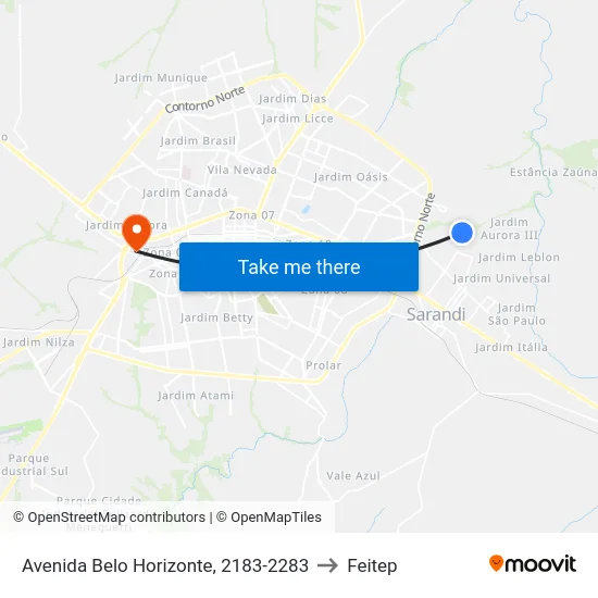 Avenida Belo Horizonte, 2183-2283 to Feitep map