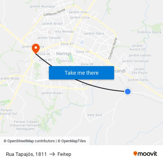 Rua Tapajós, 1811 to Feitep map