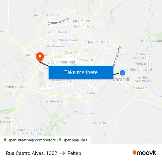 Rua Castro Alves, 1302 to Feitep map