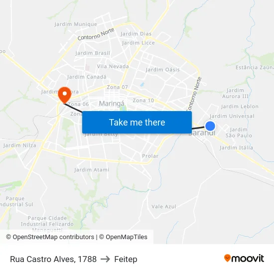 Rua Castro Alves, 1788 to Feitep map