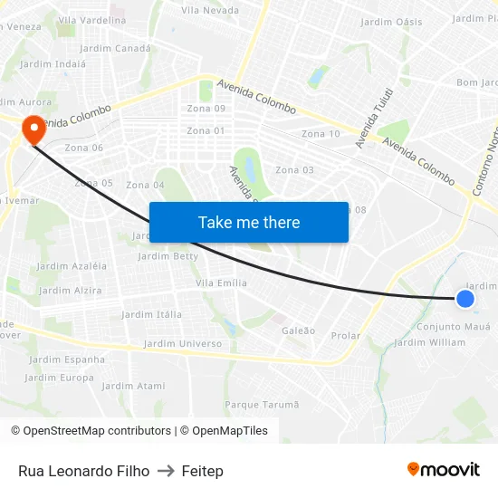 Rua Leonardo Filho to Feitep map