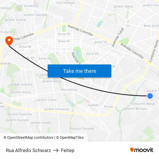 Rua Alfredo Schwarz to Feitep map