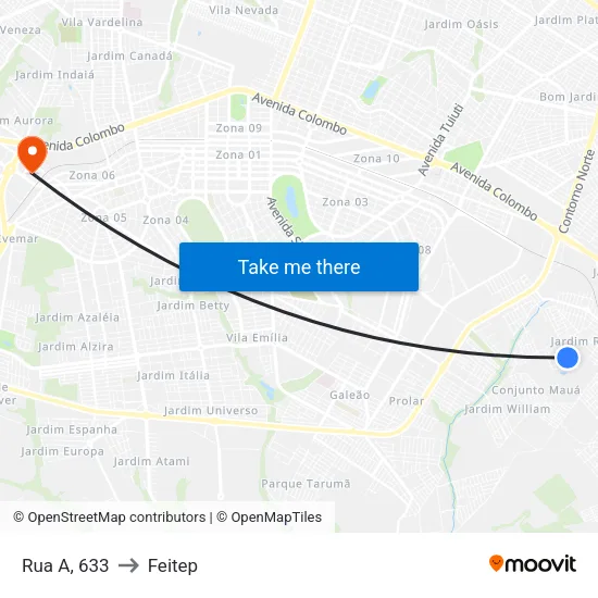 Rua A, 633 to Feitep map