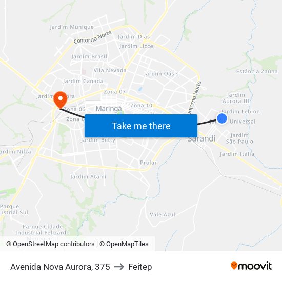 Avenida Nova Aurora, 375 to Feitep map