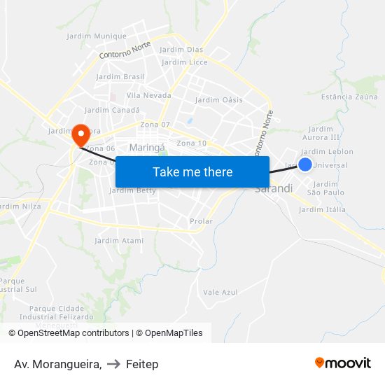 Av. Morangueira, to Feitep map