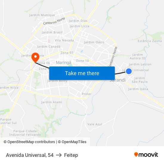 Avenida Universal, 54 to Feitep map