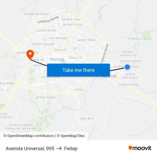 Avenida Universal, 995 to Feitep map