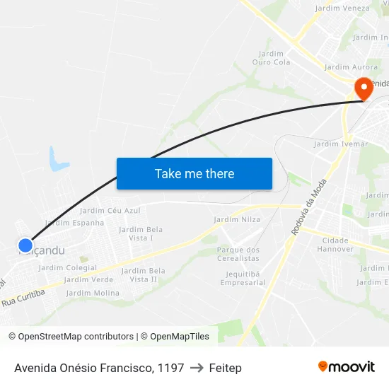 Avenida Onésio Francisco, 1197 to Feitep map