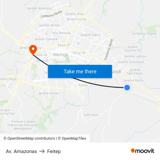 Av. Amazonas to Feitep map