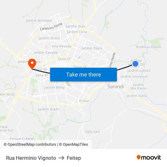 Rua Herminio Vignoto to Feitep map