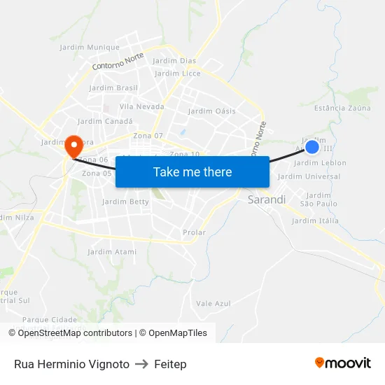 Rua Herminio Vignoto to Feitep map