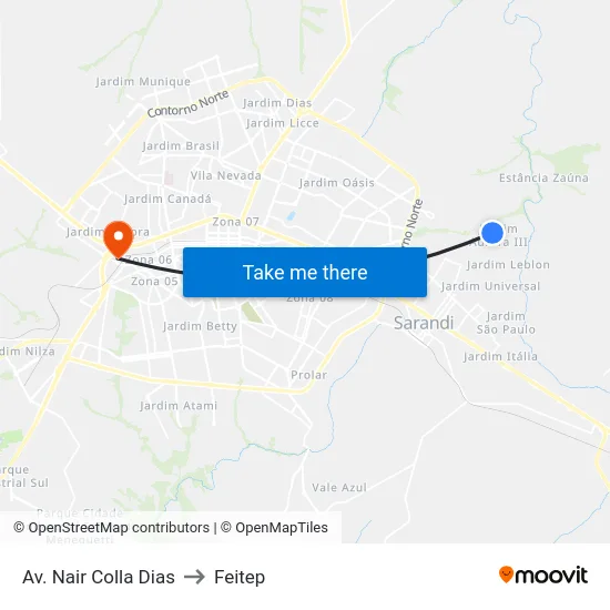 Av. Nair Colla Dias to Feitep map