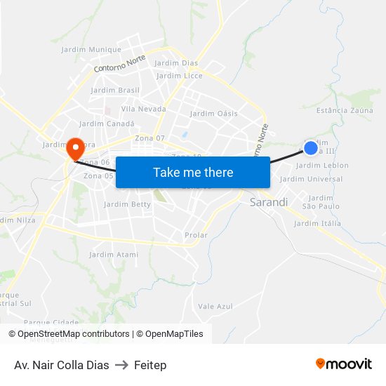 Av. Nair Colla Dias to Feitep map