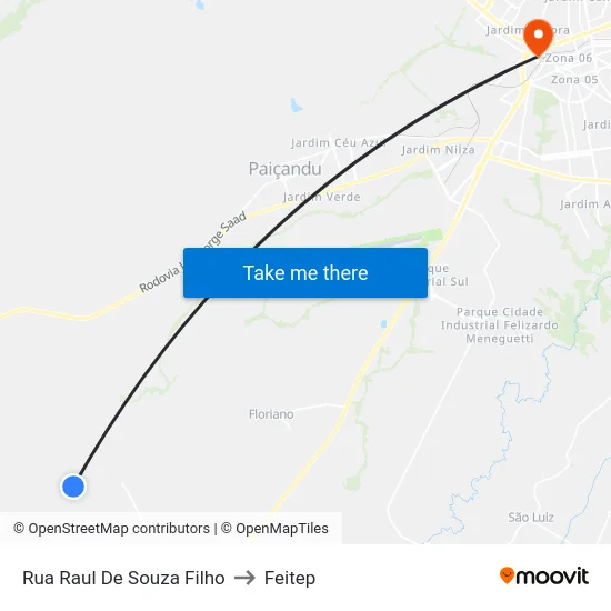 Rua Raul De Souza Filho to Feitep map
