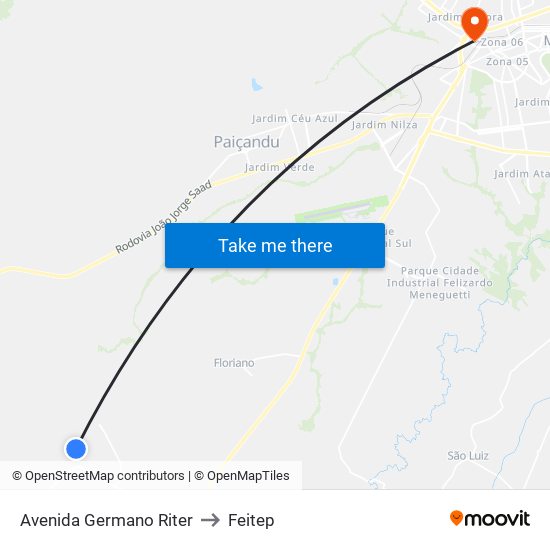 Avenida Germano Riter to Feitep map