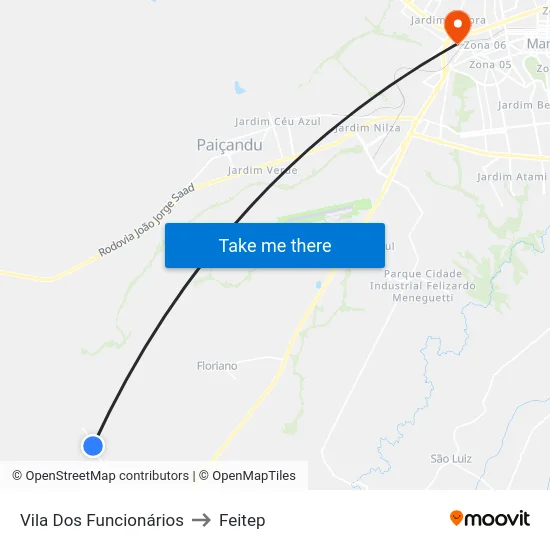 Vila Dos Funcionários to Feitep map