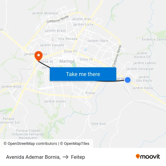 Avenida Ademar Bornia, to Feitep map
