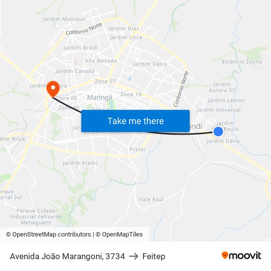 Avenida João Marangoni, 3734 to Feitep map