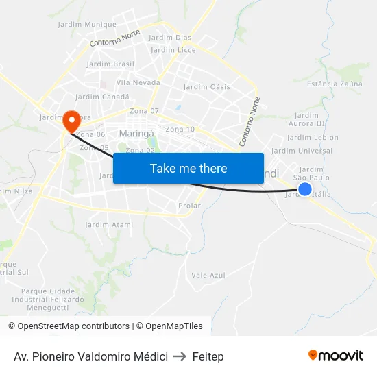 Av. Pioneiro Valdomiro Médici to Feitep map