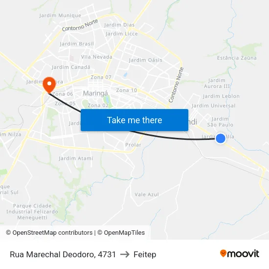 Rua Marechal Deodoro, 4731 to Feitep map