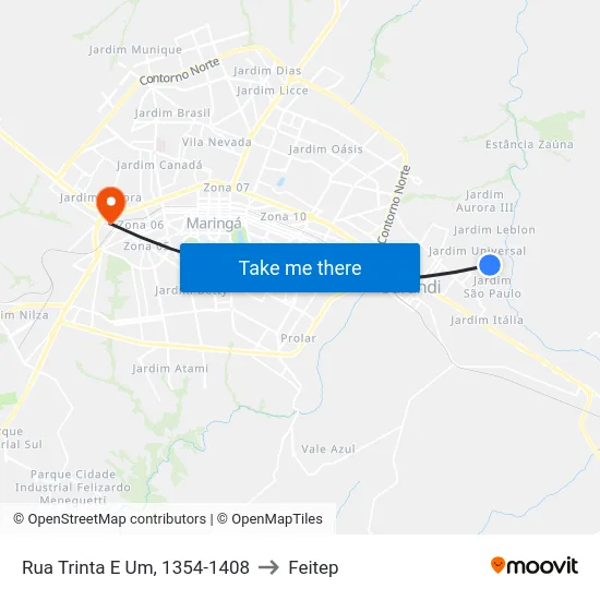 Rua Trinta E Um, 1354-1408 to Feitep map