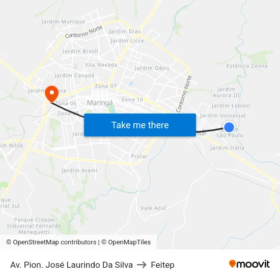 Av. Pion. José Laurindo Da Silva to Feitep map