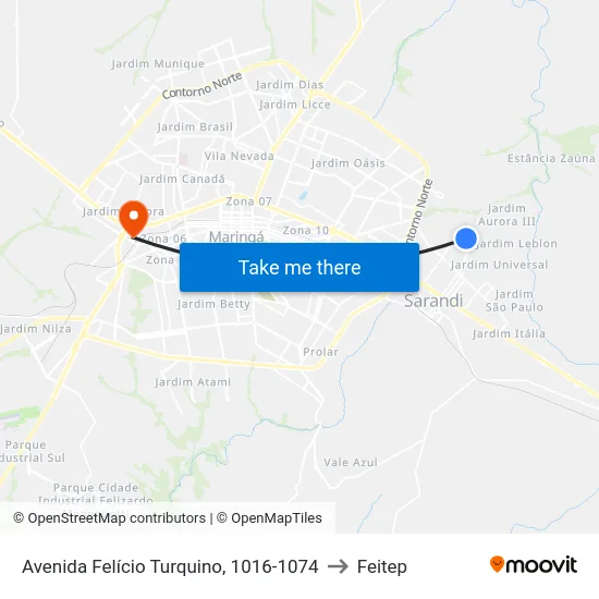 Avenida Felício Turquino, 1016-1074 to Feitep map
