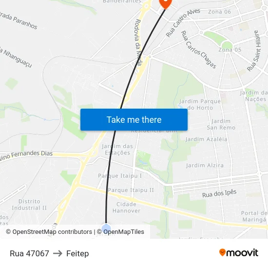 Rua 47067 to Feitep map