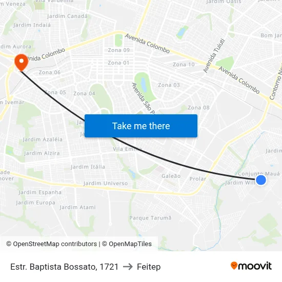 Estr. Baptista Bossato, 1721 to Feitep map