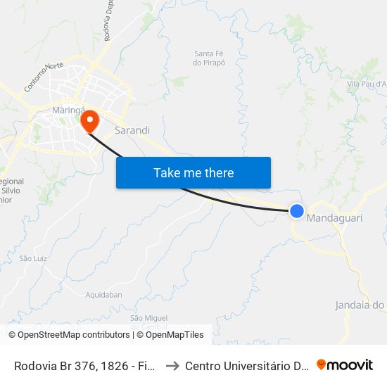 Rodovia Br 376, 1826 - Fiação Cocari to Centro Universitário De Maringá map