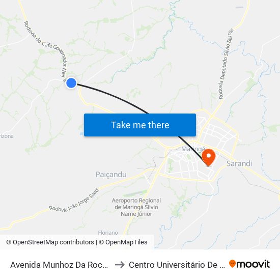 Avenida Munhoz Da Rocha, 2-142 to Centro Universitário De Maringá map