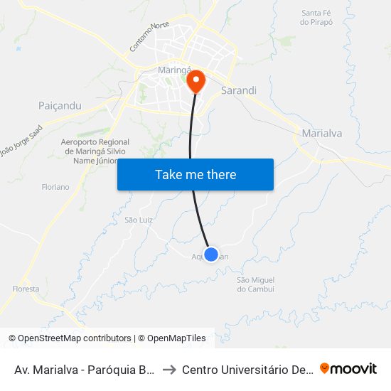 Av. Marialva - Paróquia Bom Jesus to Centro Universitário De Maringá map
