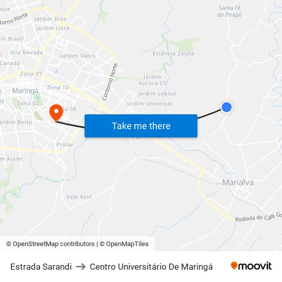 Estrada Sarandi to Centro Universitário De Maringá map